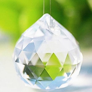 Faceted crystal ball 40 mm suncatcher feng shui transparent, sun catcher, prism, rainbow, mobile, decoration, light