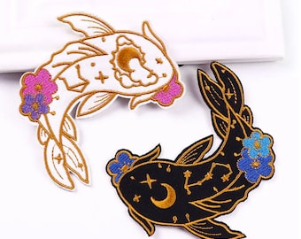 Iron-on fish patch 8 cm for customizing clothing and DIY accessories sewing decoration sequins patch