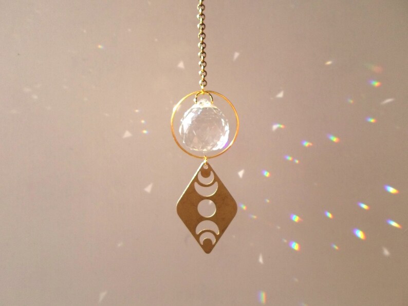 golden and transparent feng shui Small Single Sun Catching Moon crescents diamond ball 20 mm to hang to illuminate your home