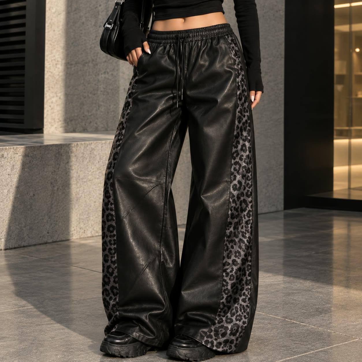 Leopard Print Leather Pants - Etsy
