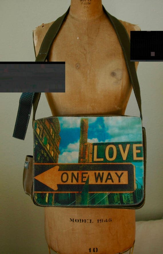 Art-to-Wear Leather Handbag - "Highway to Love" -