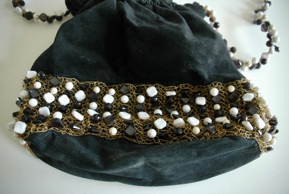 Handcrafted Shoulder Bag with Crocheted Gold Wire… - image 3