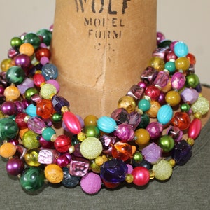 Vintage Bead Eight Strand Necklace - &quot;Color Swag&quot;