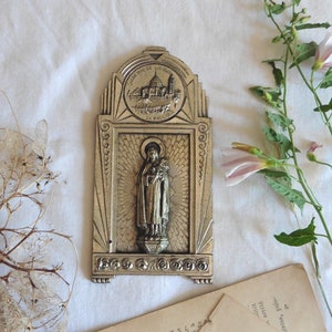 Antique French Art Deco Saint Thérèse Vocable Frame, Souvenir of Lisieux, Catholic Gift, Pious Image, Altar, Devotion, Religious Frame, Icon
