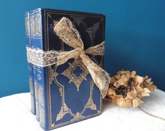 Lot 3 Bücher Anatole FRANKREICH Blau und Gold Einband, Blaues Buch, Literatur, Französisch Schriftsteller, Roman, Memoiren, Philosophie, Dekoratives Buch