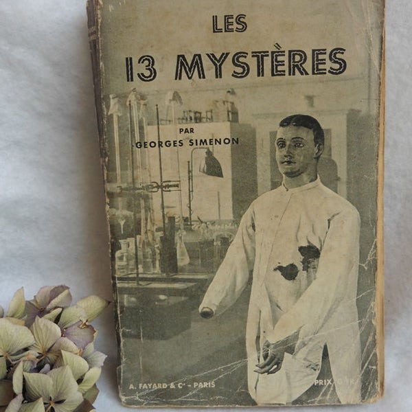 1932 édition originale Livre en Français Les 13 Mystères Georges Simenon, Policier, Ecrivain, France, Belge, livre Vintage, Roman, Maigret
