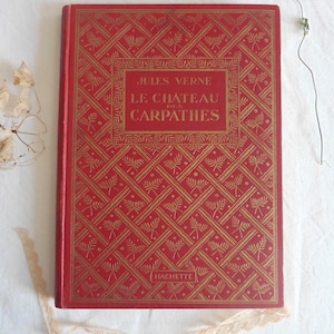 Rood Boek Jules Verne Het kasteel van de Karpaten, Frans boek, Literatuur, Fantasy roman, Geïllustreerd boek, Bibliotheek, Victoriaans