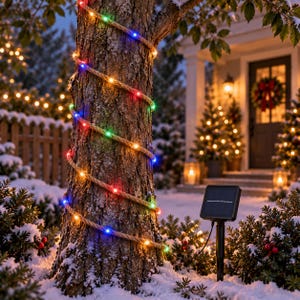 Guirnalda de luces LED para jardín, alimentada por energía solar e impermeable, ideal para postes de cercas, árboles y decoración rústica de patios.