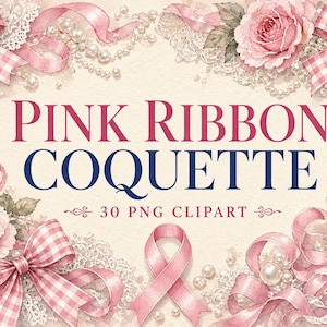 Bundel met roze lintjes en strikjes in PNG-formaat, 30 aquarel cliparts, satijnen kanten strikjes met ruitjespatroon, lintjes voor borstkankerbewustzijn.
