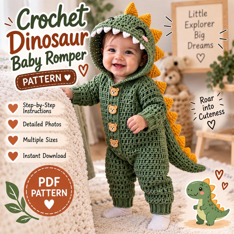 Baby Dinosaur Outfit Pdf - Etsy