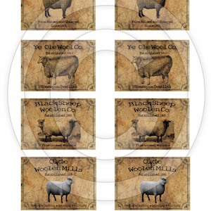 Primitive Sheep Kitchen Pantry Farmhouse Labels-Printable Digital JPEG - Instant Download - 12909-2 Jars, crock, crates, books, journals,etc