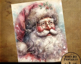 Digital Download, Printable, Decoupage, Primitive, Farmhouse, Craft Supplies, Vintage Santa, Old World Santa, Christmas, Santa Claus #1