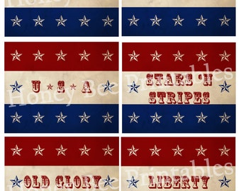 Primitive American Patriotic Red White Blue Pantry Labels 15014 - Printable Digital JPEG File - Instant Download For Jars Wood Crocks Ornies