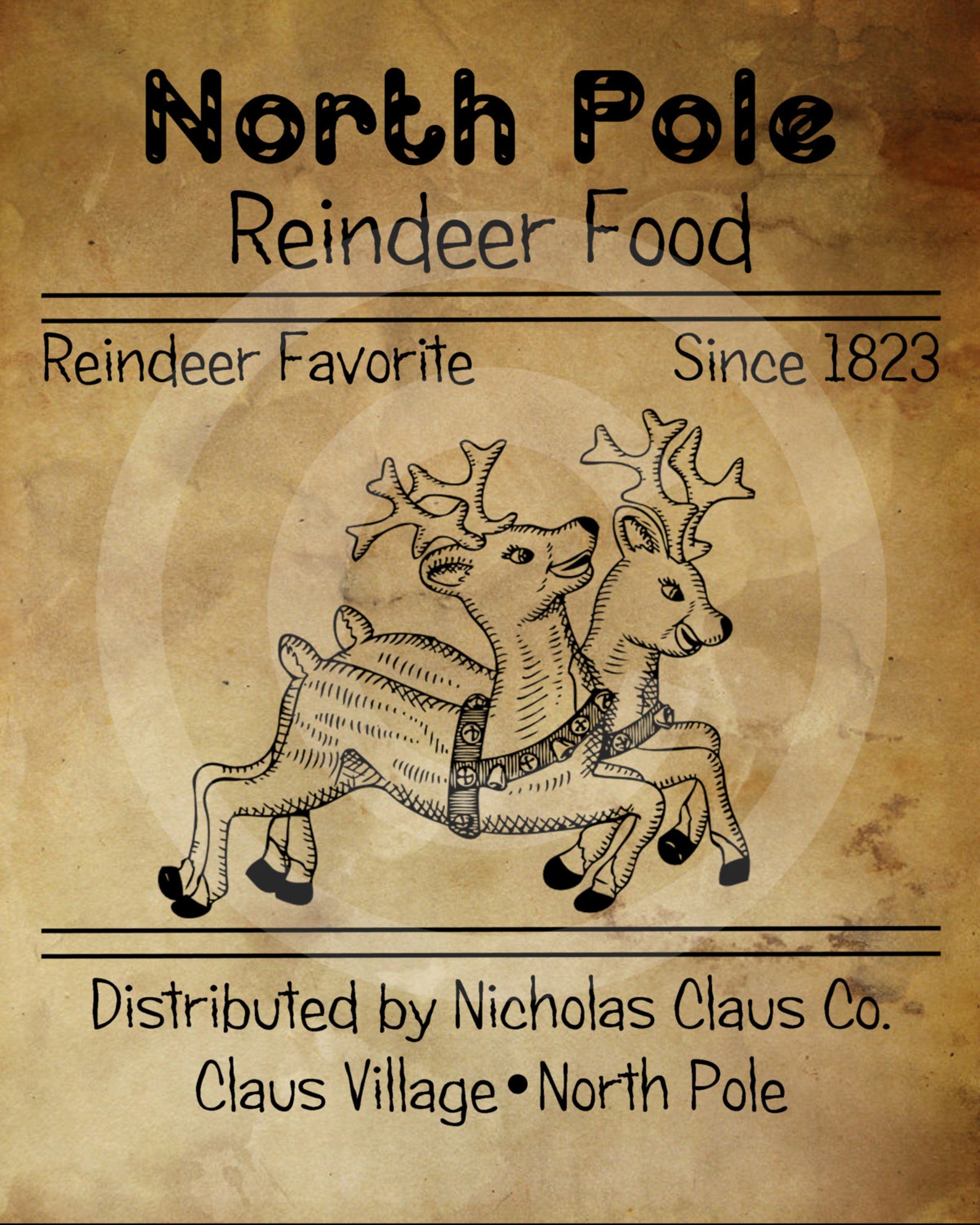 Primitive Christmas Printable Reindeer Food Feedsack 2 Digital File ...