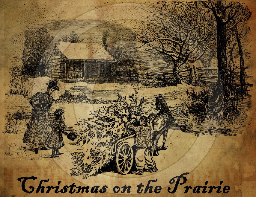 Primitive Grungy Christmas on the Prairie Feedsack Feed Sack Logo Printable Digital JPEG Instant Download For Pillows,Prints,Labels