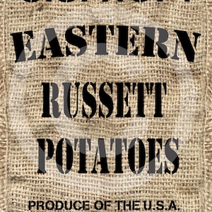 Primitive Potato Burlap Look-Printable Digital Feedsack Logo JPEG File-Instant Download-Uses: Pillows, Dolls,Bears,Framed Prints,Labels