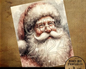 Digital Download, Printable, Decoupage, Primitive, Farmhouse, Craft Supplies, Vintage Santa, Old World Santa, Christmas, Santa Claus #3