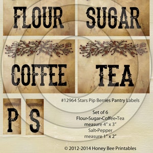 Primitive Star Pip Berries Kitchen Pantry Farmhouse Labels Logo - Printable Digital JPEG - Instant Download -12964 for Crocks Jars Canisters