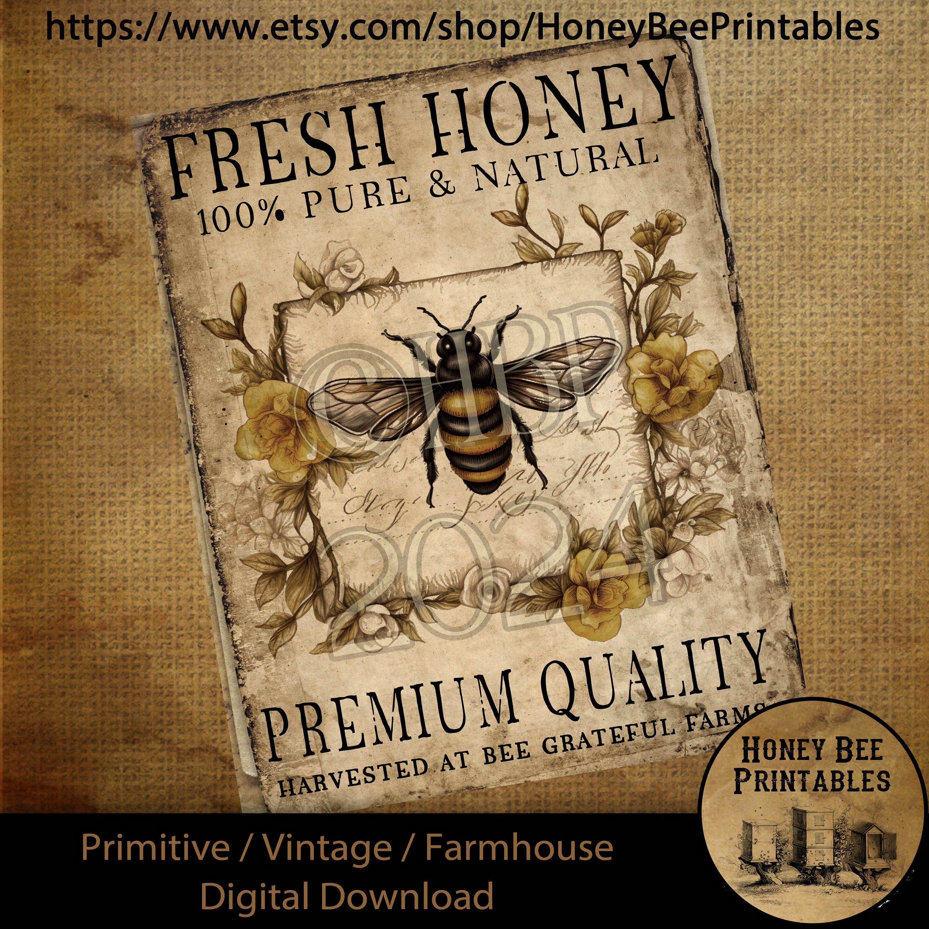 Bee M.G.M. 15th Anniversary ビンテージ 記念セット Vintage Digital Download Printable Sublimate Decoupage Primitive