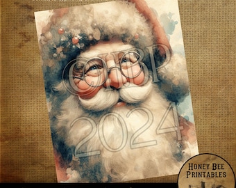 Digital Download, Printable, Decoupage, Primitive, Farmhouse, Craft Supplies, Vintage Santa, Old World Santa, Christmas, Santa Claus #2