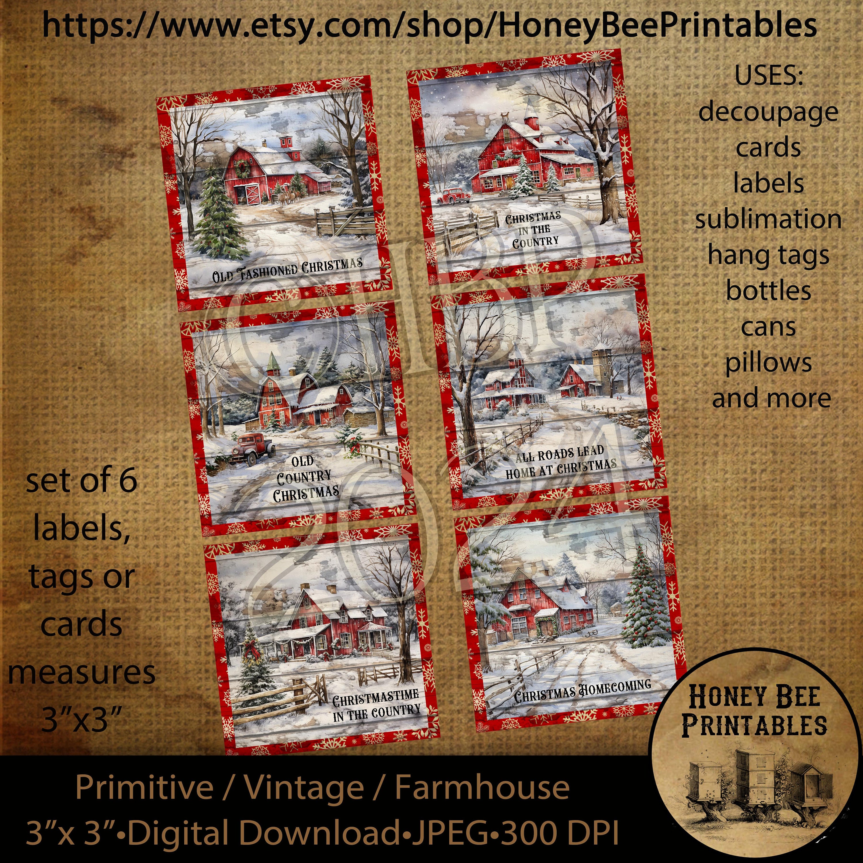 Vintage Primitive Instant Download Printable Decoupage, Old Country ...