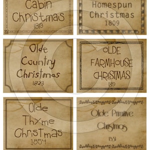 Primitive Olde Christmas Thyme Pantry Labels 12958-Printable Digital JPEG File-Instant Download-Use on Jars,crock,crates,books,cards,ornies