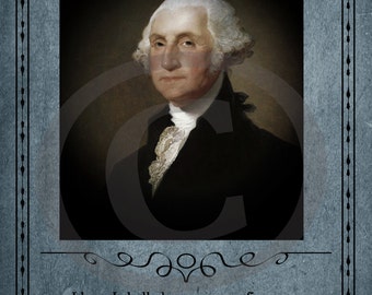 Prim Vintage Colonial Digital George Washington President Art Print 8 x 10 Print Digital Download JPEG Americana For Frame Can Candle Fabric