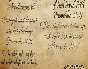 Mother's Day Digital Scrapbook Scripture Inspirational Word Art Clip Art & Card Making - Typography Overlays - Instant Download - PNG