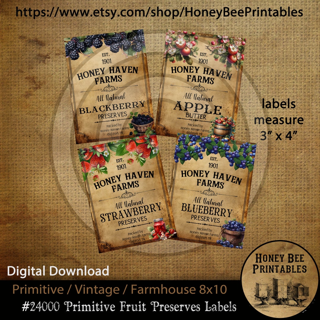 Primitive Vintage Farmhosue Pantry Labels - Printable Digital JPEG ...