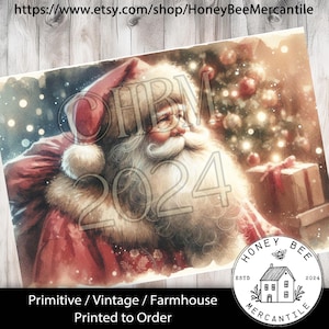 Digital Download, Printable, Decoupage, Primitive, Farmhouse, Craft Supplies, Santa Claus, Old World Santa, Vintage Santa, Christmas, A4, #2