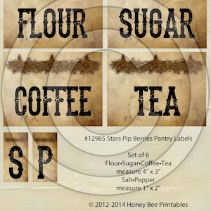 Primitive Star Pip Berries Kitchen Pantry Farmhouse Labels Logo - Printable Digital JPEG - Instant Download -12965 for Crocks Jars Canisters