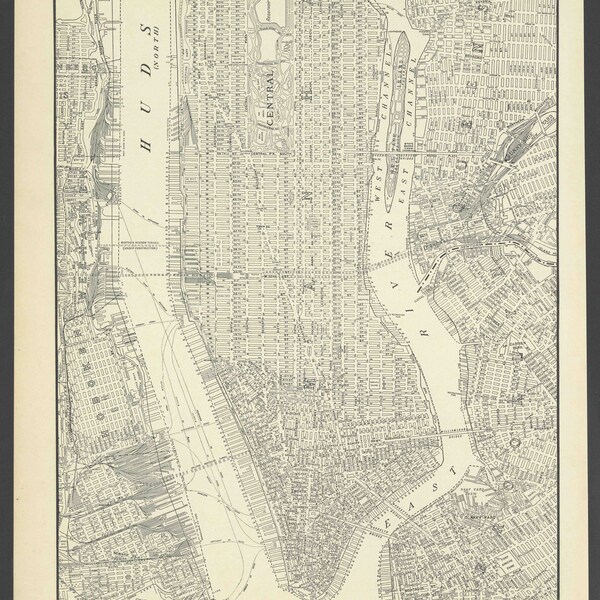 Vintage Street Map Lower Manhattan New York City New York From 1937 Original