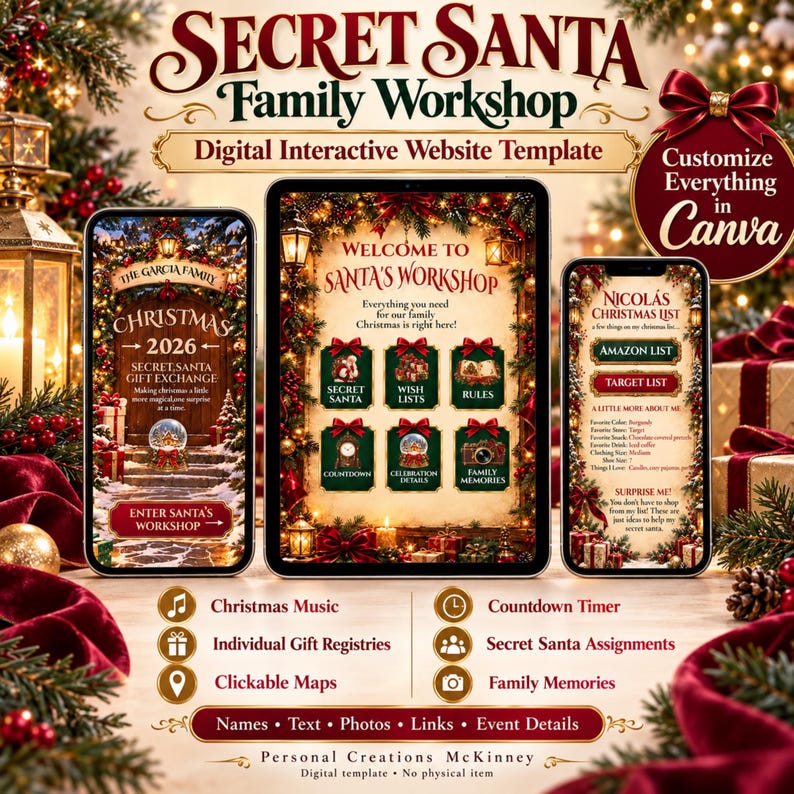 Secret Santa Family Workshop Template |interactive Christmas Website ...