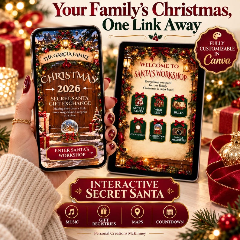 Secret Santa Family Workshop Template |interactive Christmas Website ...