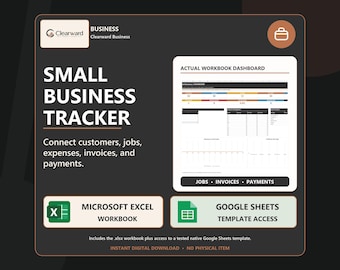 Small Business Spreadsheet | Customers, Jobs, Invoices and Payments | Excel Google Sheets