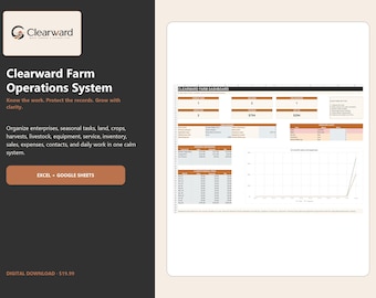 Farm Management Spreadsheet | Crop, Livestock, Equipment, Inventory and Financial Tracker