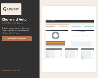 Sistema de seguimiento de mantenimiento de vehículos Excel / Clearward Auto Ownership