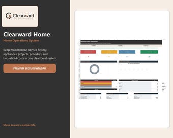 Sistema de seguimiento de mantenimiento del hogar en Excel / Sistema de operaciones del hogar Clearward