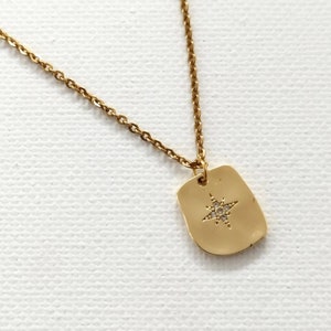 Rechteck Anhänger Vergoldet Halskette Stern Strassstein Zirkonia Geschenk Rechteck Anhänger Charm Ketting personalisierbar