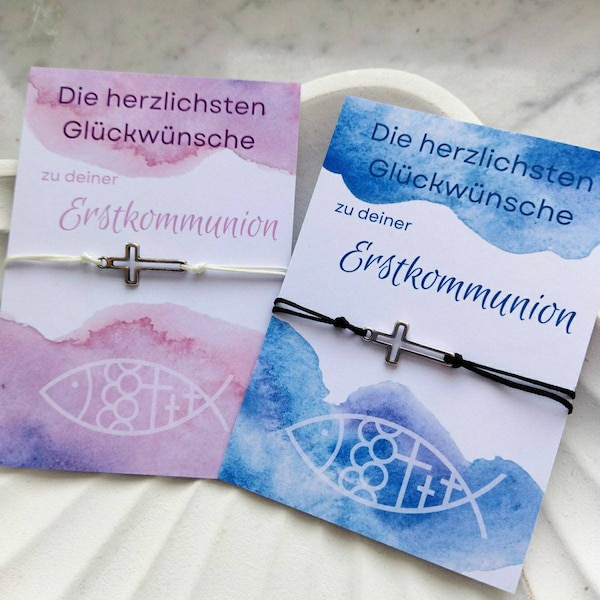 Erstkommunion Armband Kreuz Glückwunschkarte Geschenk Junge Mädchen Freundschaftsarmband Kinderarmband