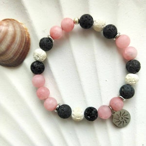 Lavaperlen matte Jade Armband Yoga Boho Pastellfarben
