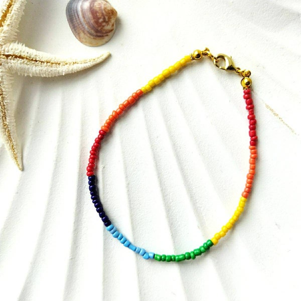 Regenbogen Fußkettchen Surferschmuck LGBT Pride