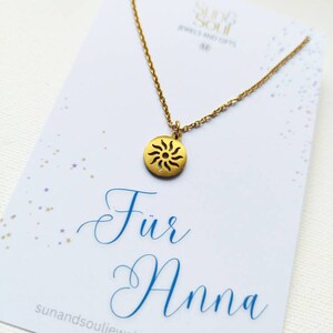 Kette mit Sonne gold silber Halskette Gliederkette Sommerschmuck Münzanhänger Cutout Surferkette Meeresschmuck Boho Kette personalisierbar image 3