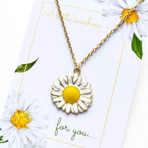 Halskette mit Anhänger für Mädchen Margerite Blume Daisy BFF Geschenk für Kinder Geburtstag Glückwunschkarte