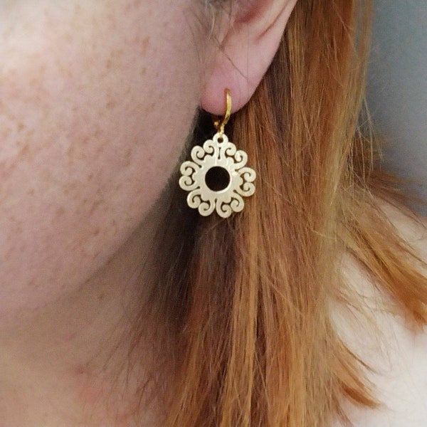 Orientalische Indische Ohrringe Ornament Indian Style Boho earrings gold brass Mandala