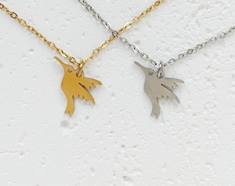 Halskette aus Edelstahl com Anhänger Vogel Kolibri