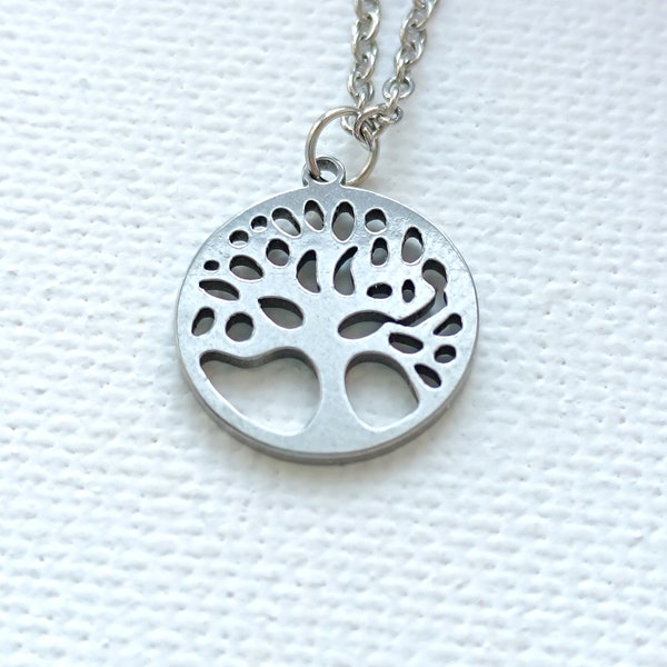 KETTE  mit Anhänger Lebensbaum aus 304 Edelstahl | Tree of Life Geschenk| Boho Halskette silber
