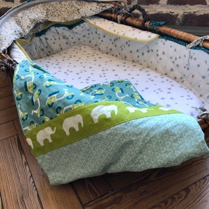 couverture bébé Doux Rêves turquoise et verte avec éléphants image 1