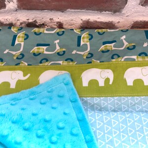 couverture bébé Doux Rêves turquoise et verte avec éléphants image 7