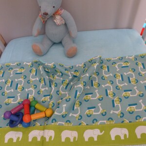 couverture bébé Doux Rêves turquoise et verte avec éléphants image 5